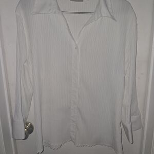 croft & barrow Ivory Textured Pleated Button-Front Blouse